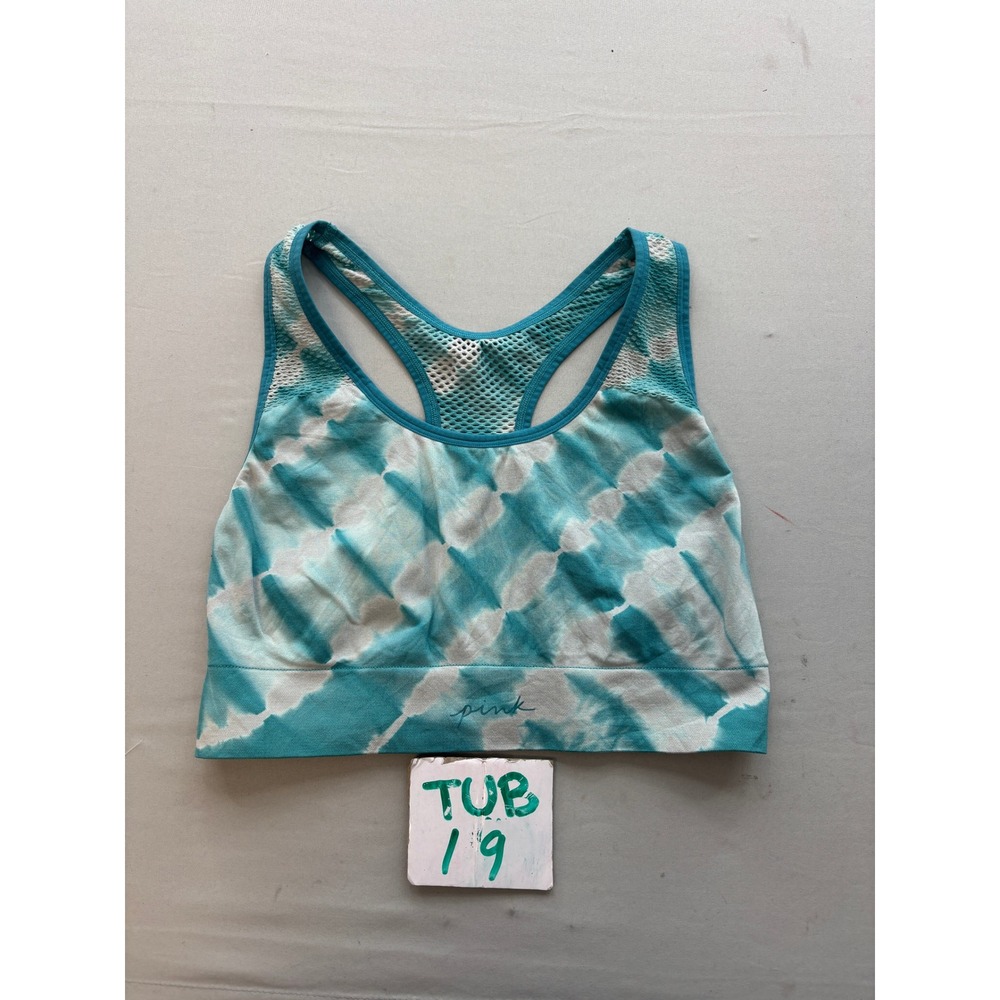 Pink Victorias Secret Active Tie Dye Mesh Racerback Sports Bra Teal White XL